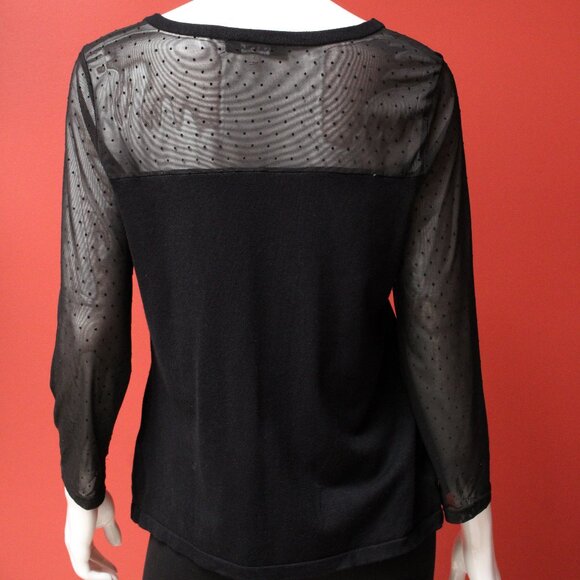 August Silk Black Mesh Polka Dot Blouse - Picture 9 of 12